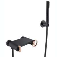 Industrial handle rose gold and black color wall mounted bath faucet